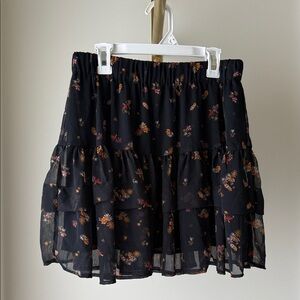 Free People Black Floral Mini Skirt